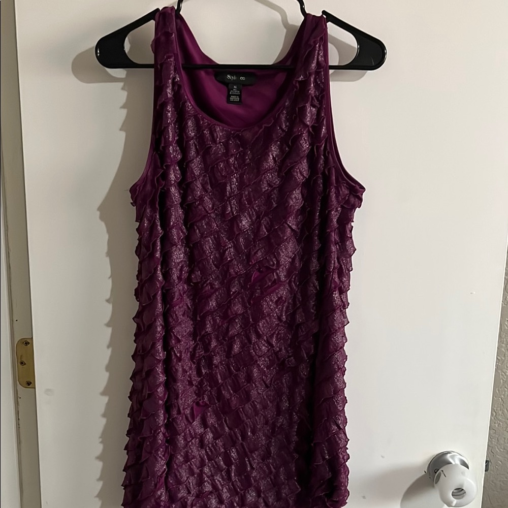 Purple Sleeveless Ruffle Dress